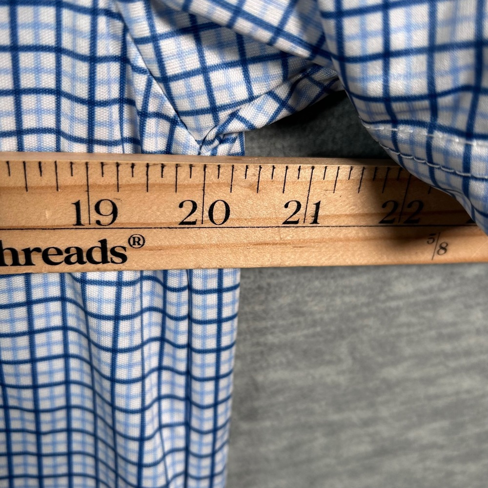 Collars & Co Dress Collar Polo Shirt Mens Medium Blue White Check  Business NWOT - Picture 7 of 7